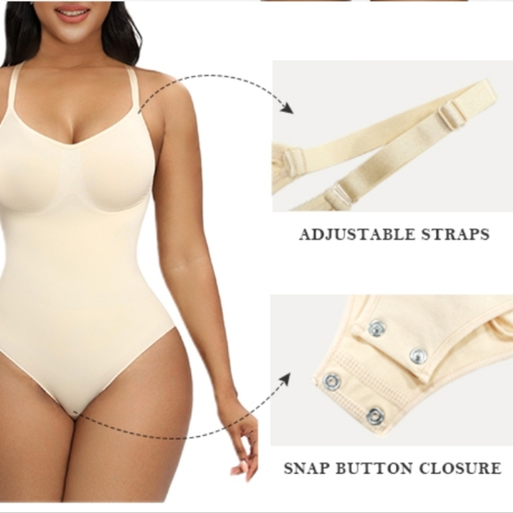 NWOT Yianna Seamless Racerback Shapewear Bodysuit Bodyshaper, S/M, Nude/Beige - Picture 7 of 7